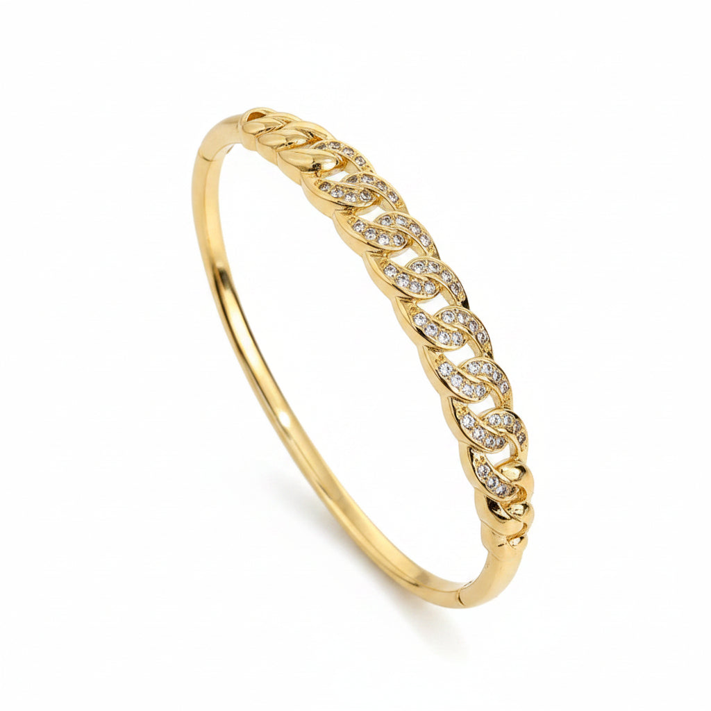 Goldarmband Cuban Link mit Zirkonia